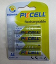 Pila Recargable PKCELL 1.2V AA 600mAh Ni-MH - Blíster x 4 Und. |AA600-4B|