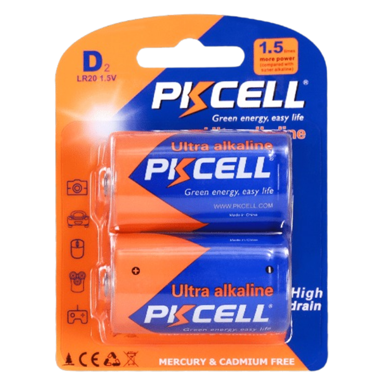 Pila ultra alcalina 1.5V. PKCELL D LR20 